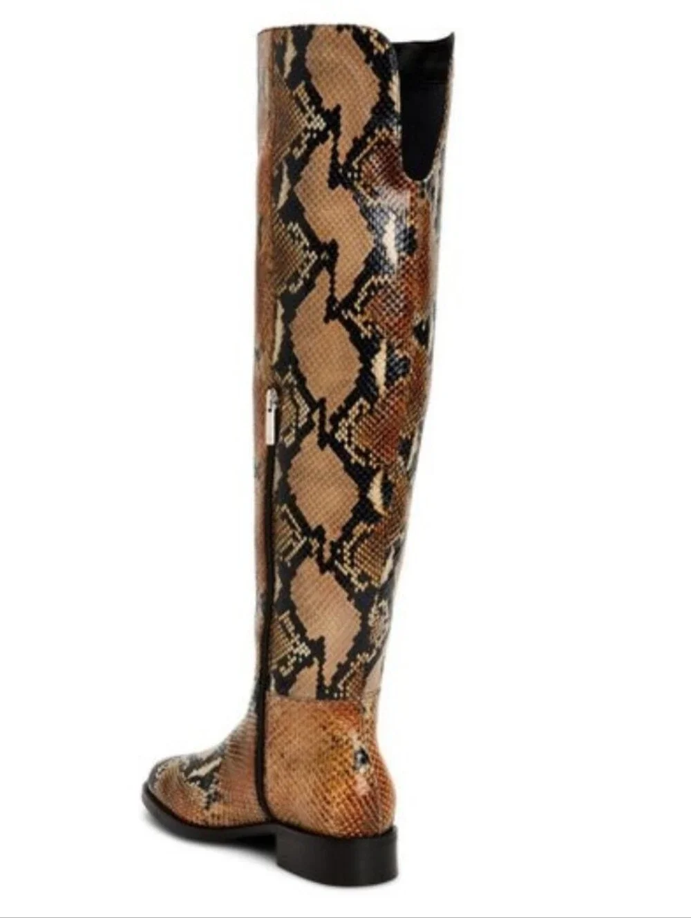 Aquatalia Italian Weatherproof Black & Camel Snake Leather Boots